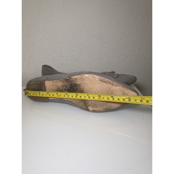 J Crew Biella Tassel Loafer 9.5 Gray Vegan Suede Pointed Toe - Picture 13 of 14